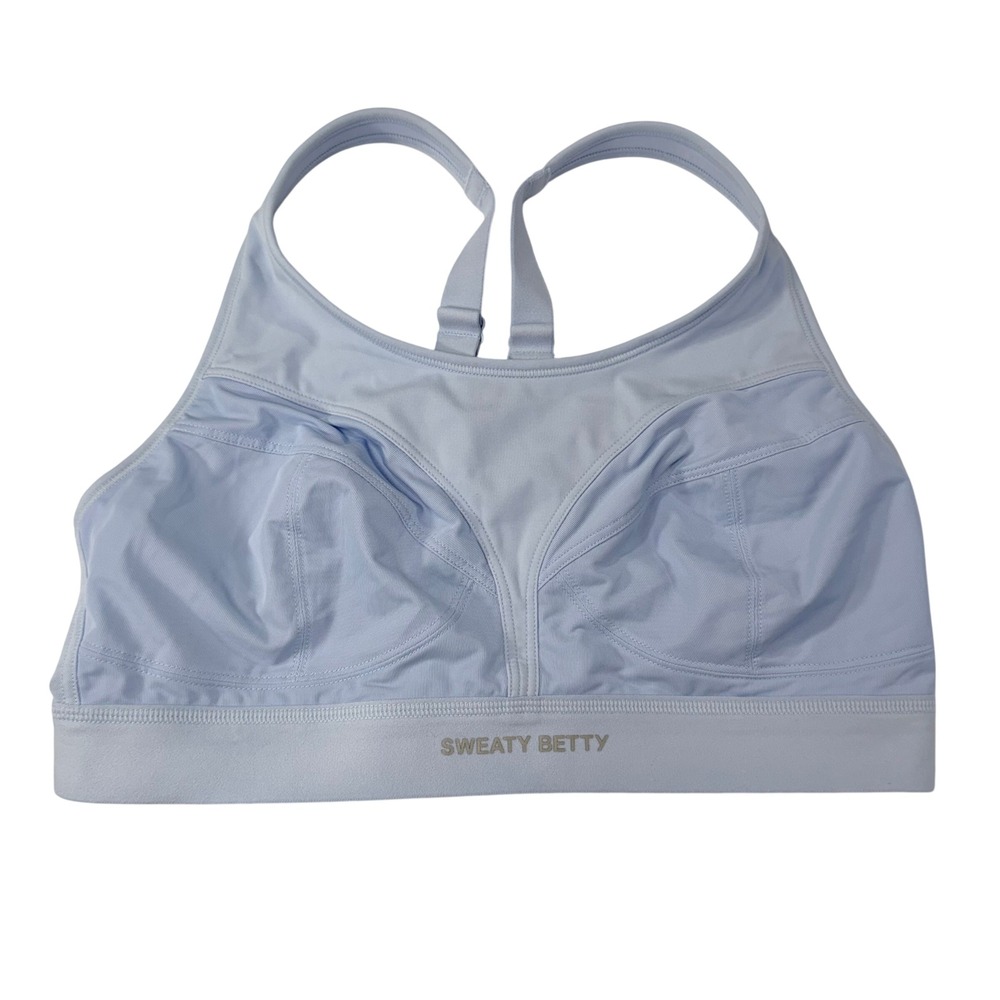Sweaty Betty Power Pro Running Sports Bra 36C Light Blue Workout Athletic Gym